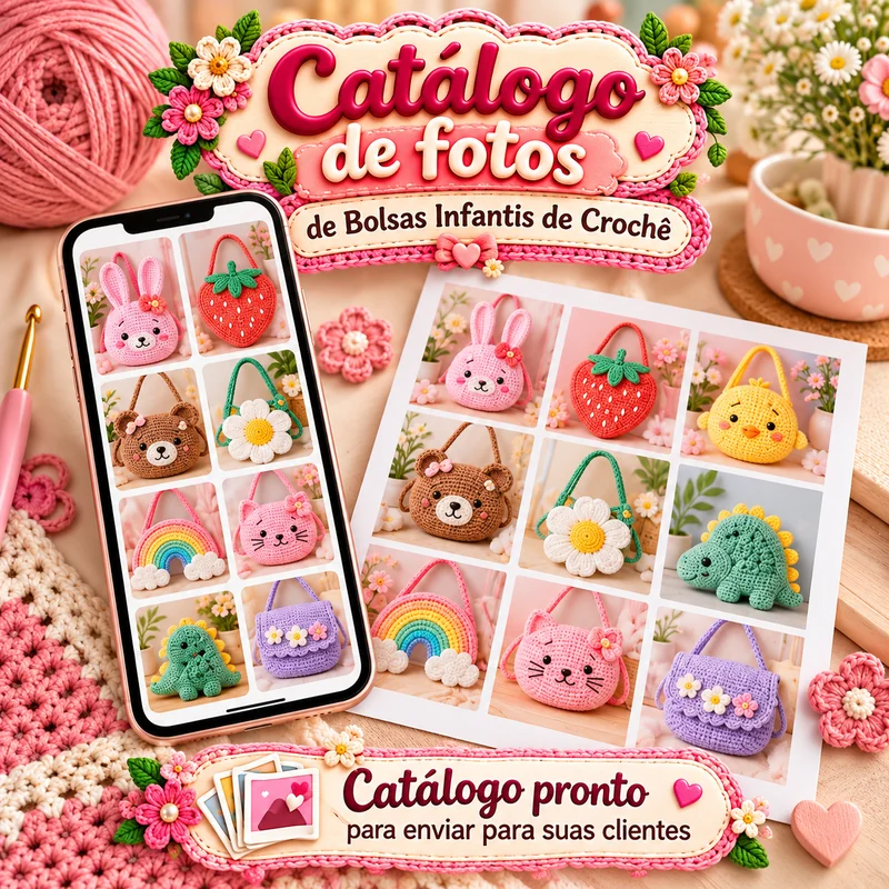 Catálogo de fotos de Bolsas Infantis de Crochê