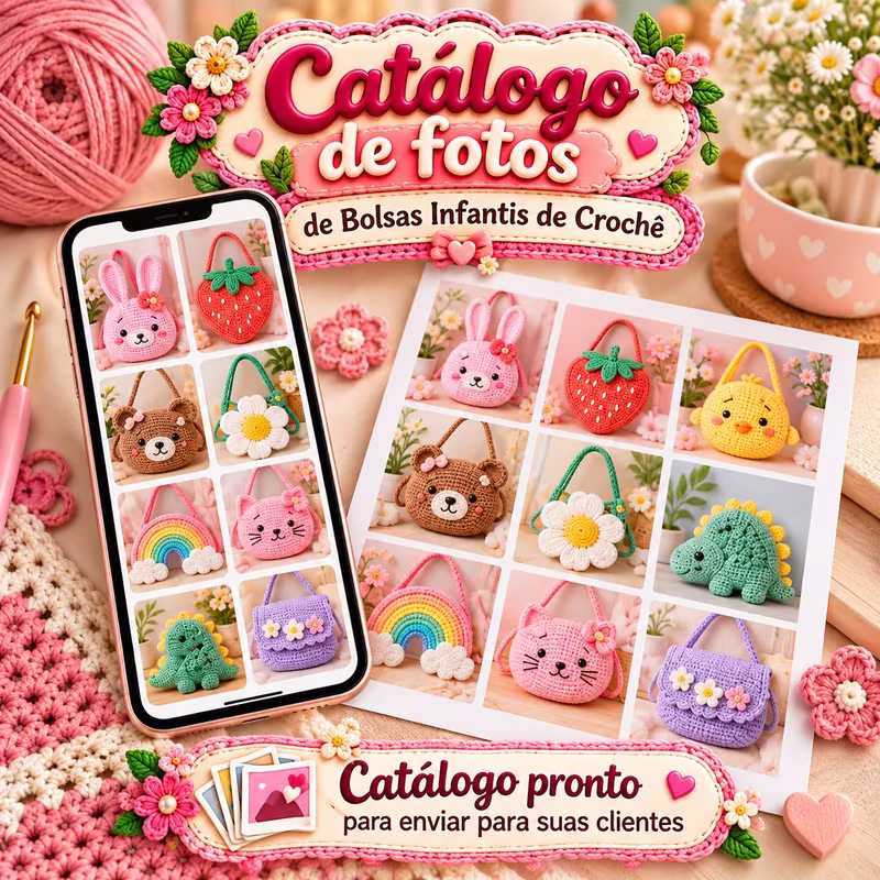 Catálogo de fotos de Bolsas Infantis de Crochê